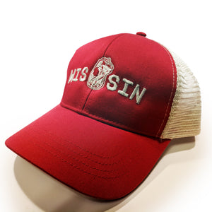 WIS[]SIN, Red, Snapback, Trucker Hat