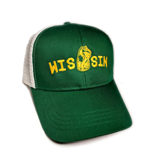 Load image into Gallery viewer, WIS[]SIN, Green, Gold, Snapback, Trucker Hat
