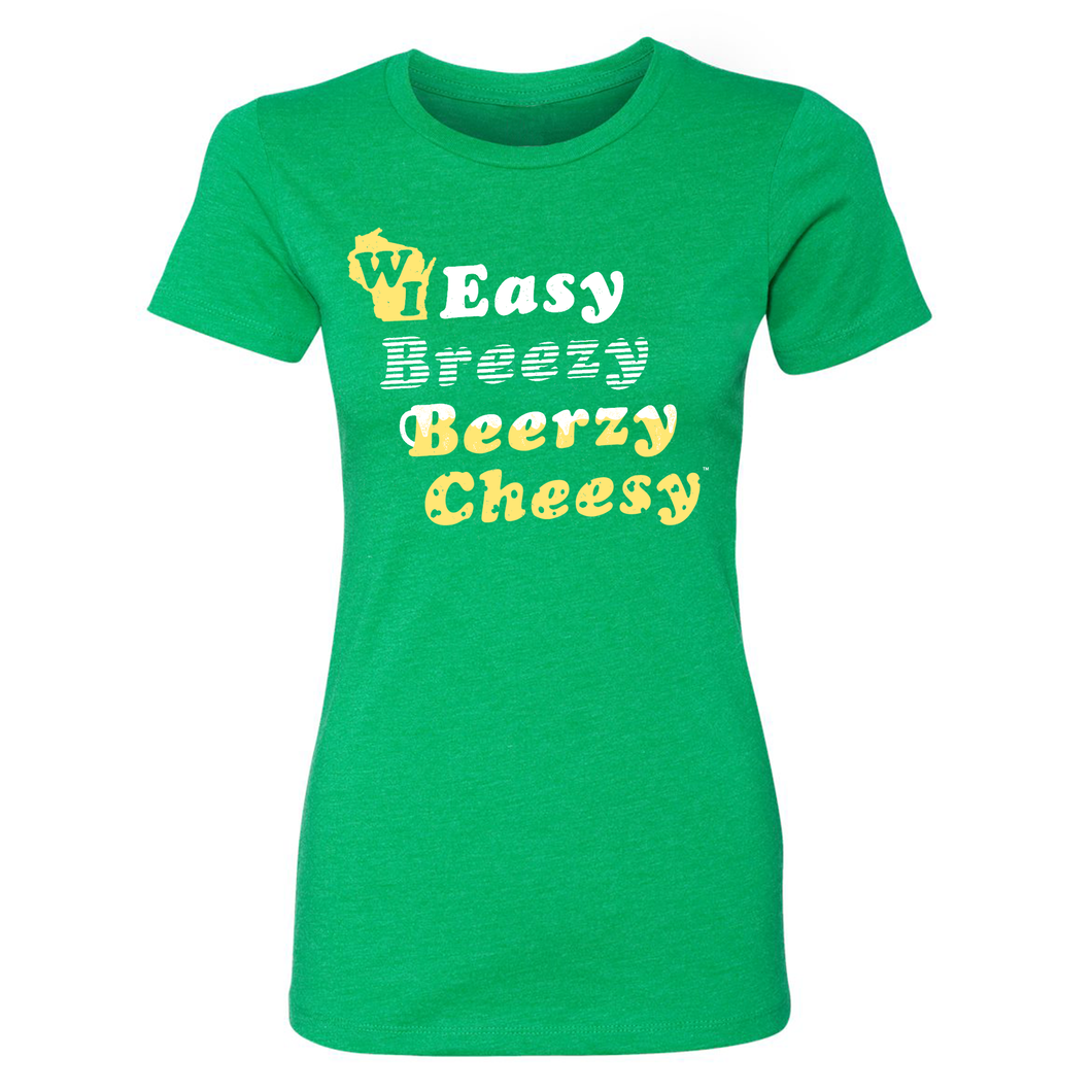 WI Easy Breezy Beerzy Cheesy, Green, Ladies', T-shirt