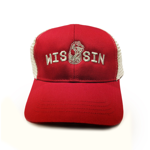 WIS[]SIN, Red, Snapback, Trucker Hat