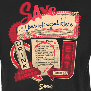 Save our bars and restaurants! We can help! Unisex T-shirt